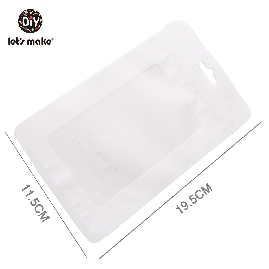 Lad os lave 20 stk 19.5 x 11.5cm plastik hvide poser produktemballage taske miljøvenlig baby silikone perle pakke smykker vedhæng taske
