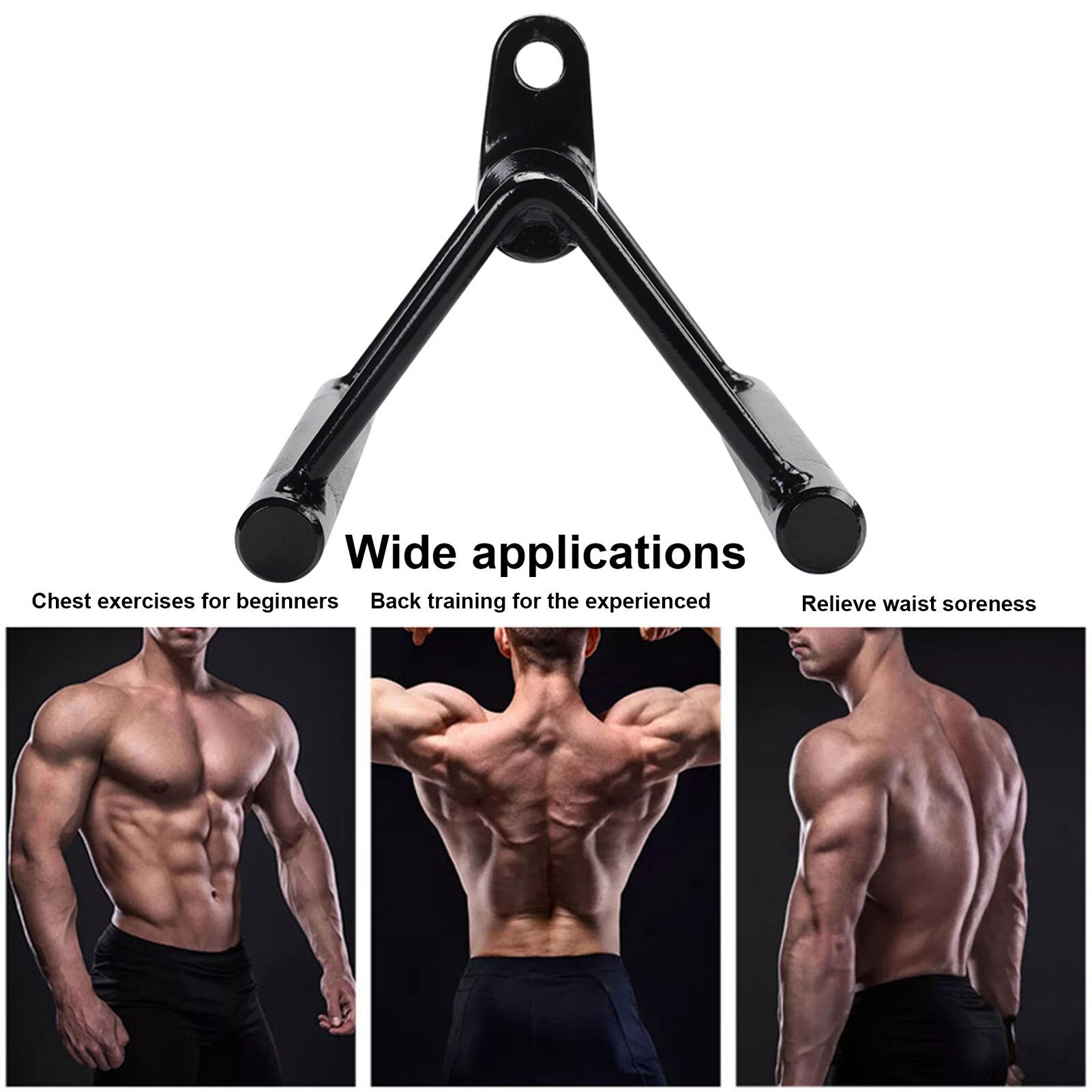V Shaped Press Down Bar Cable Machine Handle Attachments Rotating Steel Rod Saddle Black Pull Rod Fitness Equipment Gym Tool