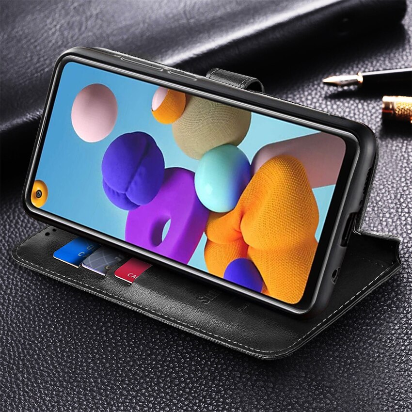 Funda de cuero con tapa para Samsung A21S, funda para Samsung Galaxy A21S, funda A 21 S A21 S, Fundas Coque con tarjetero