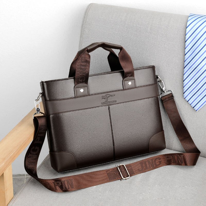 Portable Work Business Office Male Messenger Bag 5pcs/lot Soft Leather Briefcase Laptop Bags Casual Men 2 Set Handbag