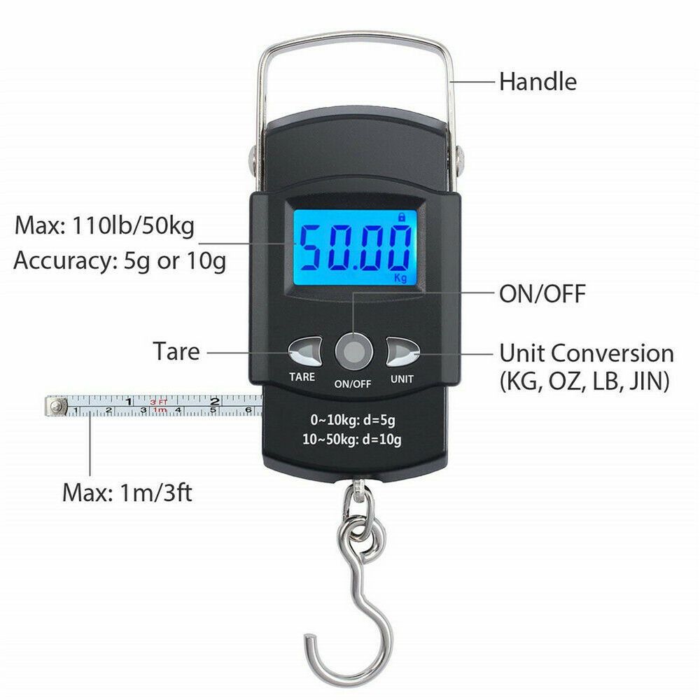 Digital Fish Scale Portable Luggage Weight Scale Electronic digital scale luggage scale portable LCD handheld tape measure