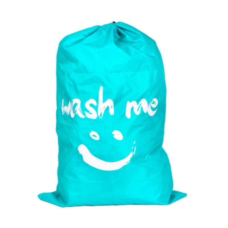 Large Capacity Foldable Nylon Drawstring Bag Dirty Clothes Drawstring Storage Bags Ladies Laundry Bag: Blue