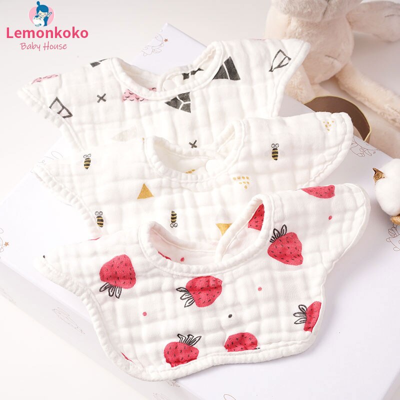 Garza di Cotone Del Bambino Rotondo Petalo Bib Traspirante Assorbimento di Acqua Della Bocca Del Bambino di Acqua Asciugamano Carino Cartone Animato per Bambini Bib: style6