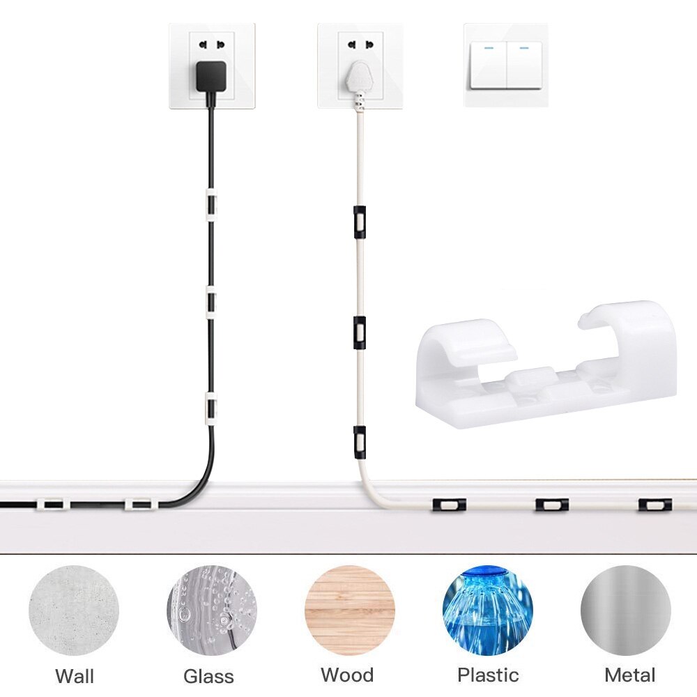 20Pcs Finisher Draad Klem Zelfklevende Draad Organisator Kabelhaspel Clip Gesp Ties Fixer Lijn Fastener Holder Cord management
