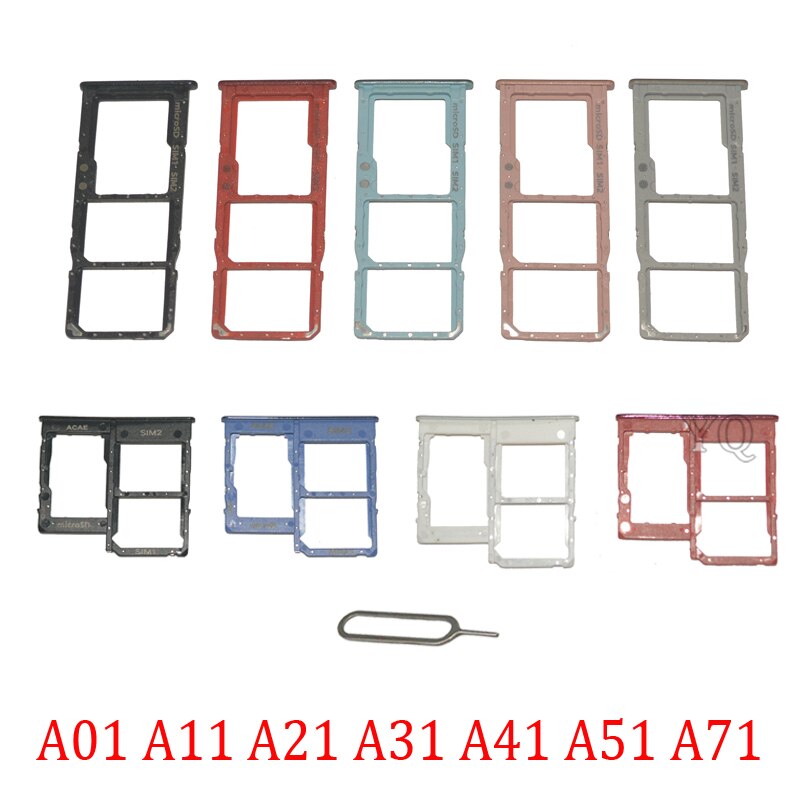 Sim-kaart Chip Tray Voor Samsung A01 A11 A31 A41 A51 A71 A21S Telefoon Behuizing Micro Sd-kaart slot Houder Adapter + Pin