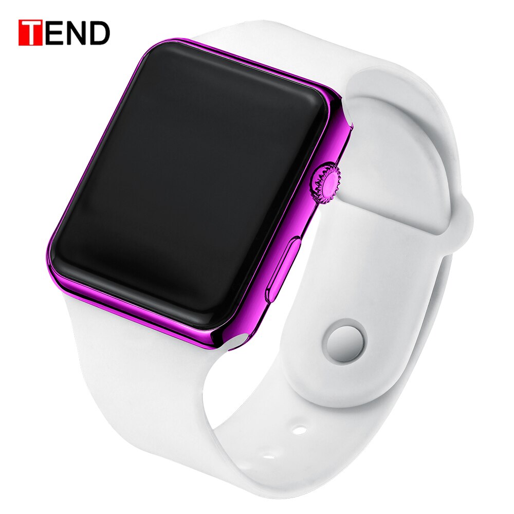 Mode Mannen Sport LED Horloge Digitale Horloge Mannen Horloge Siliconen Elektronische hodinky Saat elektronische digitale klok: White Purple