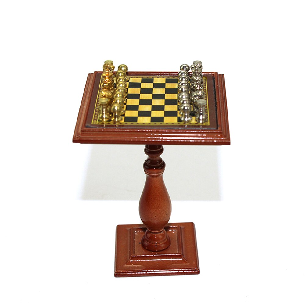 B143- b miniatyr sjakk sett og bord sjakkbrett dukker hus tilbehør dukkehus miniatyr sjakk sett