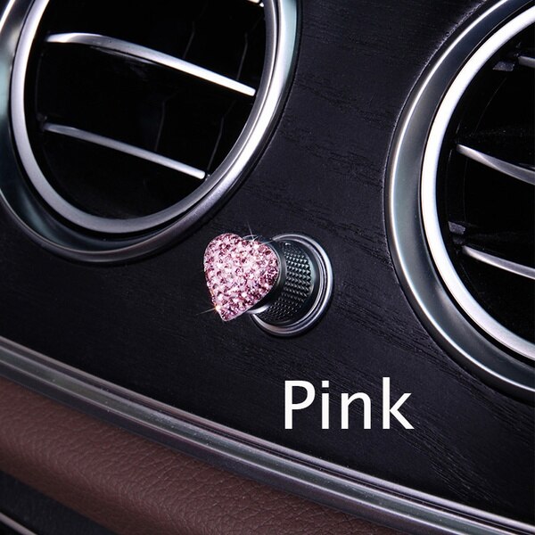 Pegatinas de para coche, 6 uds., cristales, diamantes de imitación, arranque automático, llave de encendido, accesorios de Interior de coche: Rosa