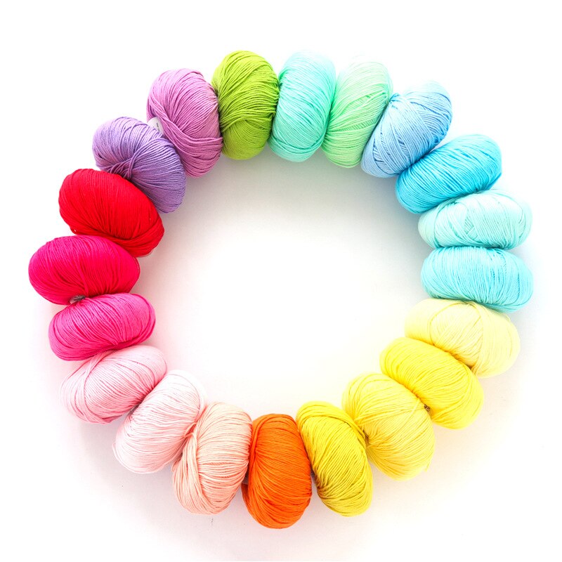 Multi Purpose 8 Strands 100% Cotton DIY Hand-knitted Colorful Crochet Knitted Yarn Home Sewing Supplies Anti-pilling 50g/Ball