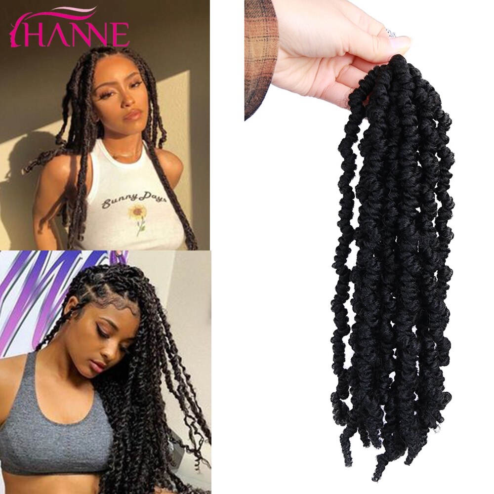 HANNE Synthetic Hair Crochet Passion Twist 15 Strands in One Bulk Black Brown Extensions Wigs For Black Women