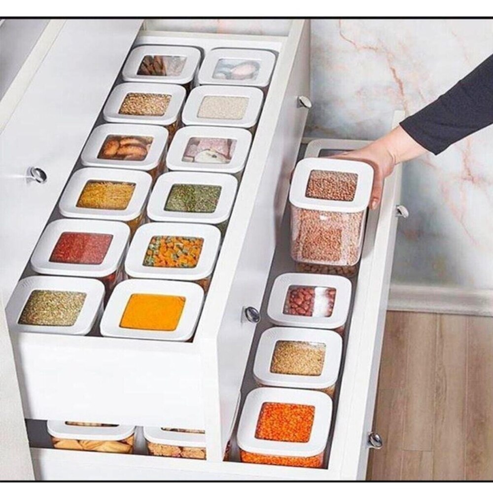 Kitchen Organizer And Storage Container Kitchen Storage Jar Fridge Box Food Vacuum Rice Dispenser Spice Cookie Sugar Plastic Cer