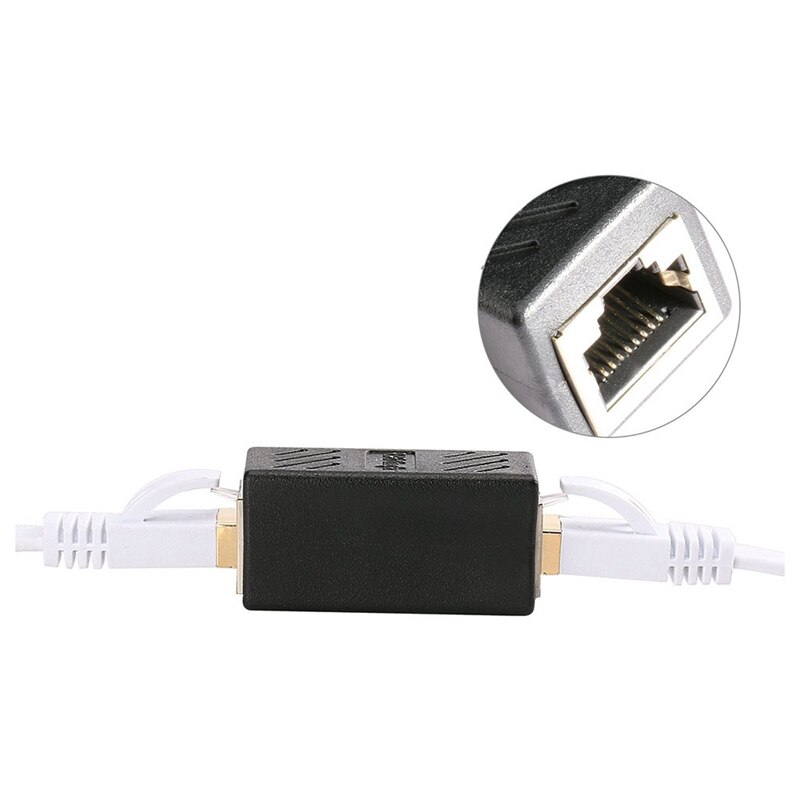 1 Pcs Female to Female Network Through Connector Black & 1 Pcs RJ45 1-To-3 Splitter LAN Network Connector