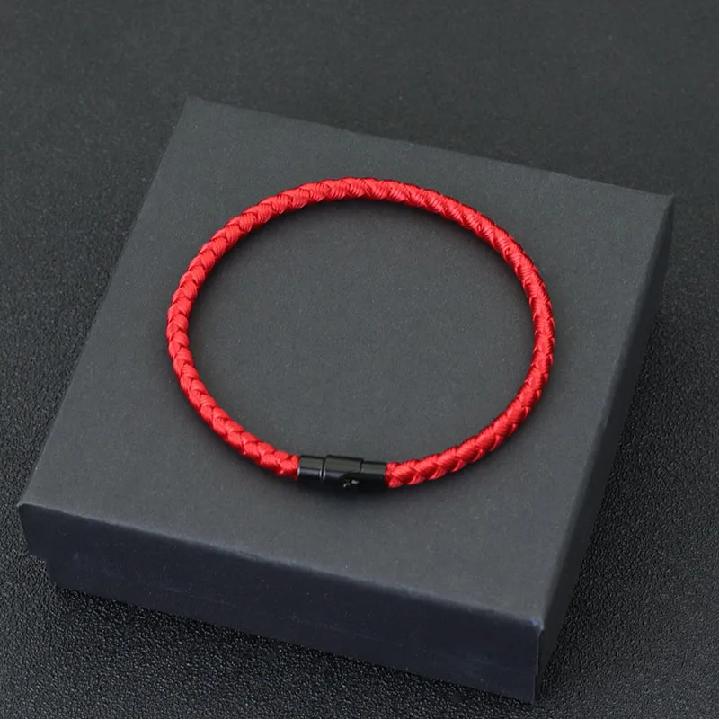 Simple Style Good Luck Red Thread Bracelet For Unisex Grade A 4mm Keel Rope Double Safety Magnetic Buckle Lucky Amulet Braslet