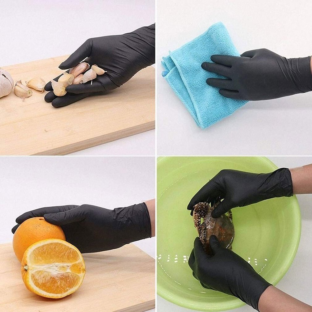 Security check disposable rubber gloves tattoo beauty black gloves PVC rubber gloves beauty protective gloves