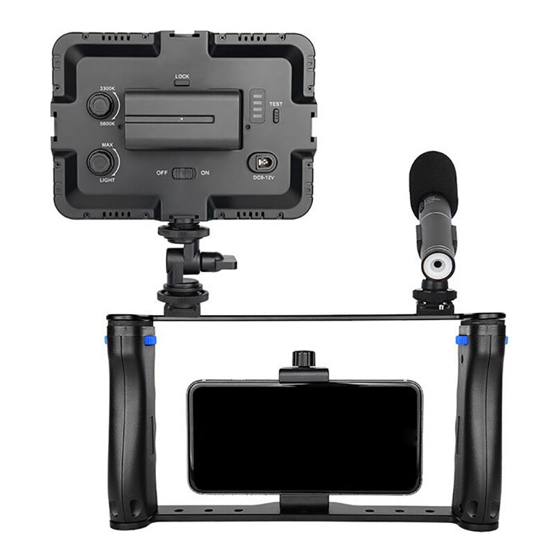 Doppia Maniglia prese Smartphone Stabilizzatore Tenuto in Mano Portatile Del Telefono Del Metallo Gabbia Fotocamera Stabilizzatore rig