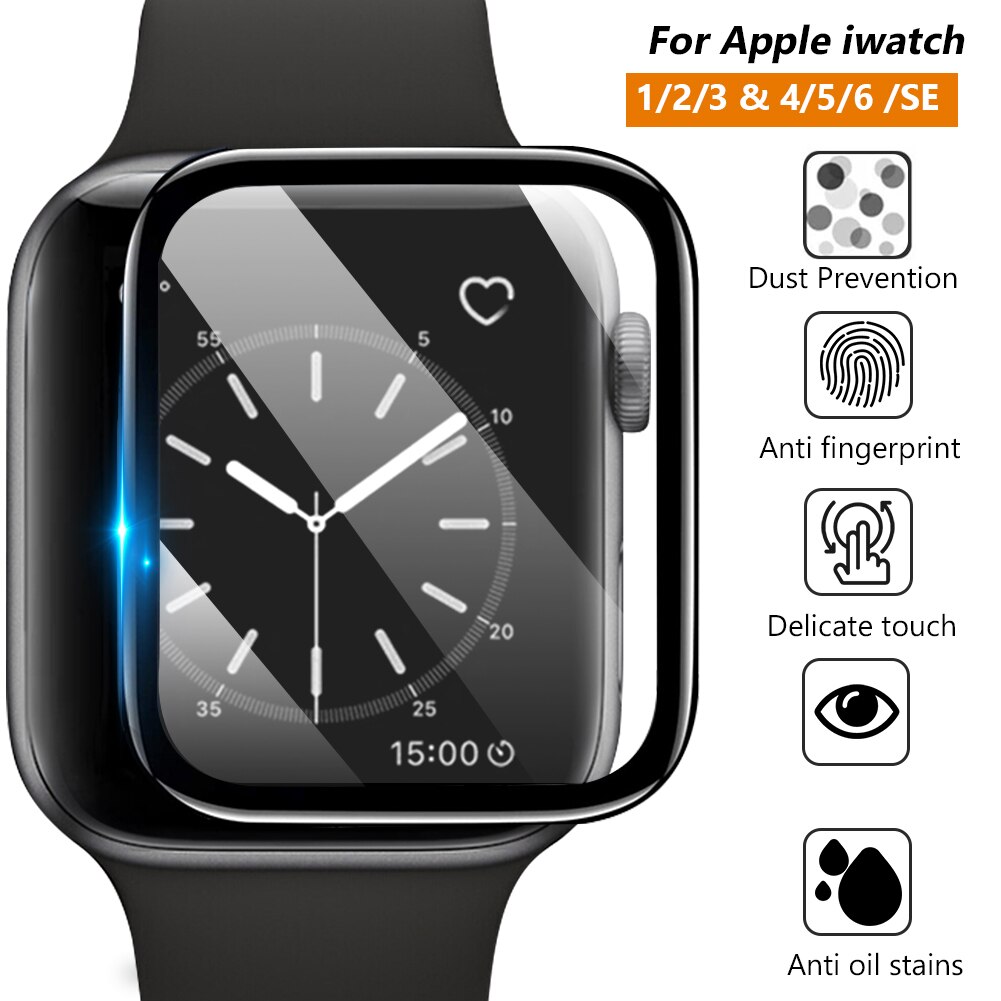 Protecteur d'écran pour Apple Watch, en verre trempé 3D, pour IWatch série 6 5 4 3 2 1 SE, 38mm, 42mm, 40mm, 44mm, 1/2/3 pièces