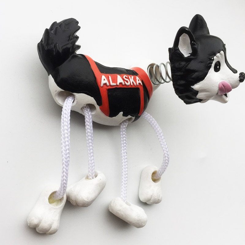 Alaska Dog Fridge Magnets Tourism Souvenir 3d Spring Feet Hanging Crafts Refrigerator Stickers Cute Cartoon Magnetic Ideas