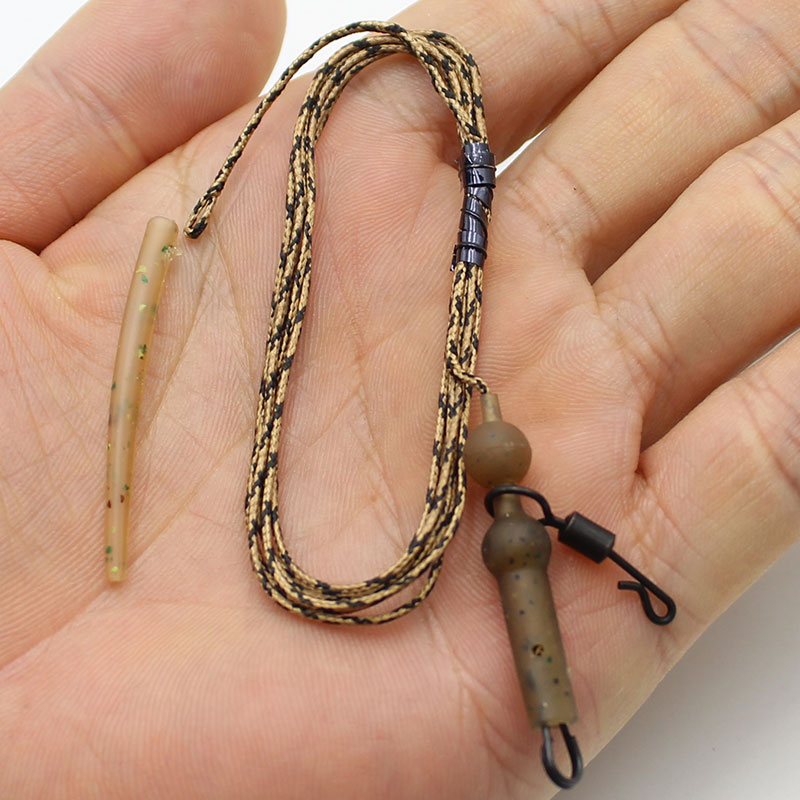 2PCS Carp Fishing Line Ready Tied Carp Hair Rigs Ready Made Carp Fishing Hook Line Hooklink Carp Leader Leadcore Line