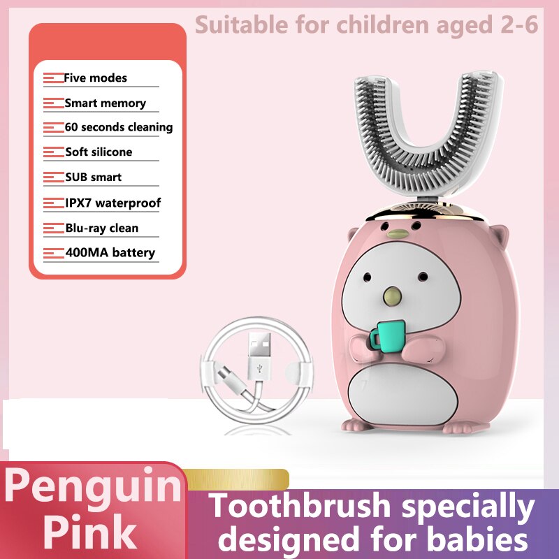 Smart 360 Degrees XaoMi U Electric Toothbrush Kids Silicon Automatic Ultrasonic Teeth Tooth Brush Cartoon Pattern Children: 01
