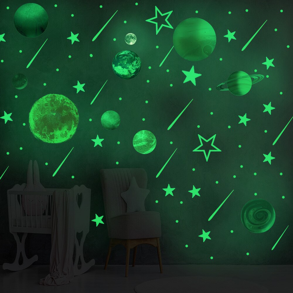 846Pcs 3D Lichtgevende Glow Sticker Glow In The Dark Star Moon Planeet Thuis Plafond Decoratieve Slaapkamer Muur Stickers Kids baby Night