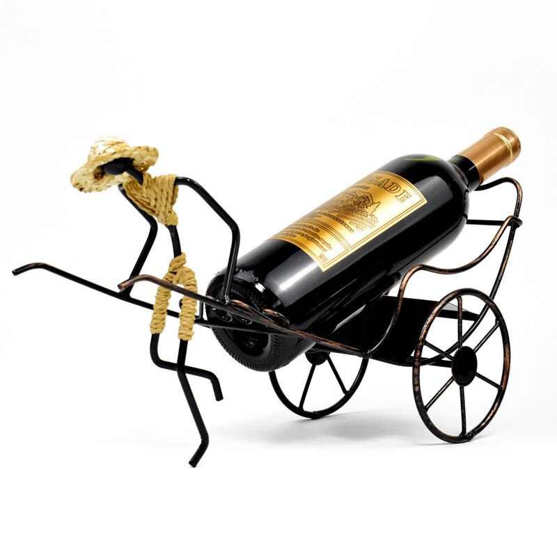 Kinesisk rickshaw vinstativer flaskeholdere bar bordpynt boligindretning jern vintage champagne stand display
