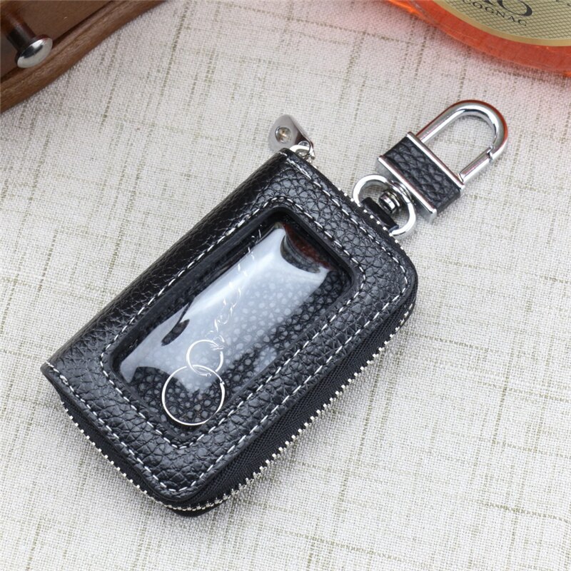 Draagbare Rits Vierkante Thuis Autosleutel Houder Case Transparant Venster Sleutel Tas Portemonnee Sleutelhanger Vrouwen Thuis Organizer: Black