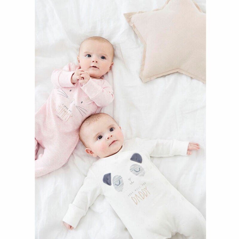 Spedbarn tegneserie bjørn babyklær jente og takrenne langermet pappa mamma baby bukse babygrow sovedress baby bukse 0-18 måneder