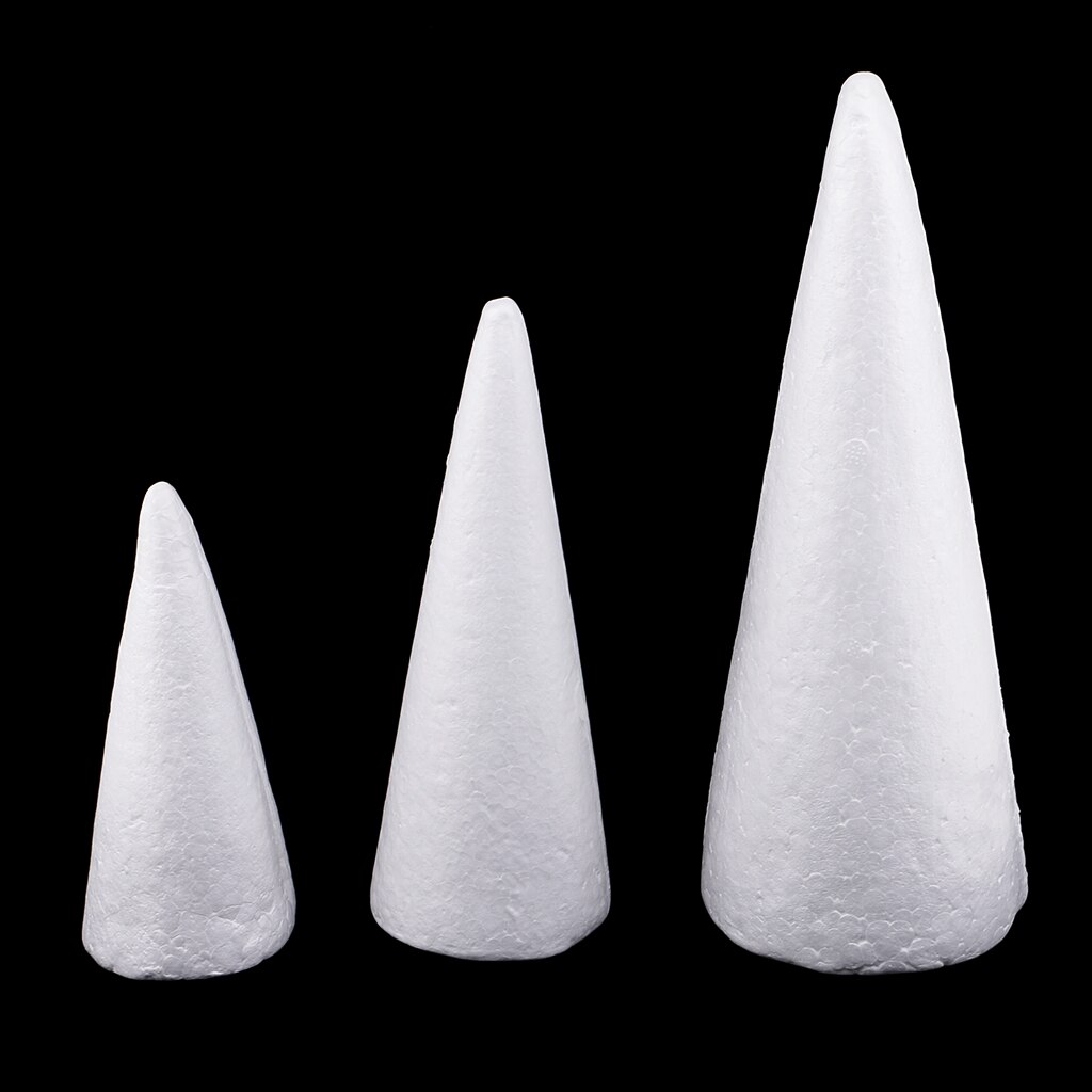 3Pcs White Cone Styrofoam Foam DIY Christmas Tree for Kids Modeling Crafts
