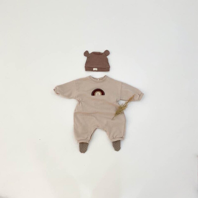 Pelele grueso y cálido para bebé recién nacido, ropa de invierno, forro de Cachemira, mono de manga larga de arco iris: beige / 24M   90cm