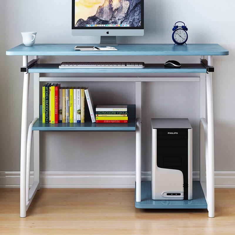 JOYOLOVE Modern Computer Desk Workstation Study Writing Table Home Office Furniture With Keyboard Bracket PC Metal 71cm