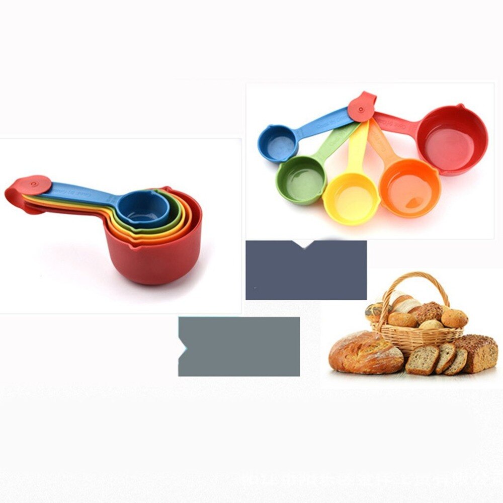 5 stk/sæt plastik køkken målebægre ske madvægt ergonomisk håndtag sukkerkage bageske husholdningsmåleske