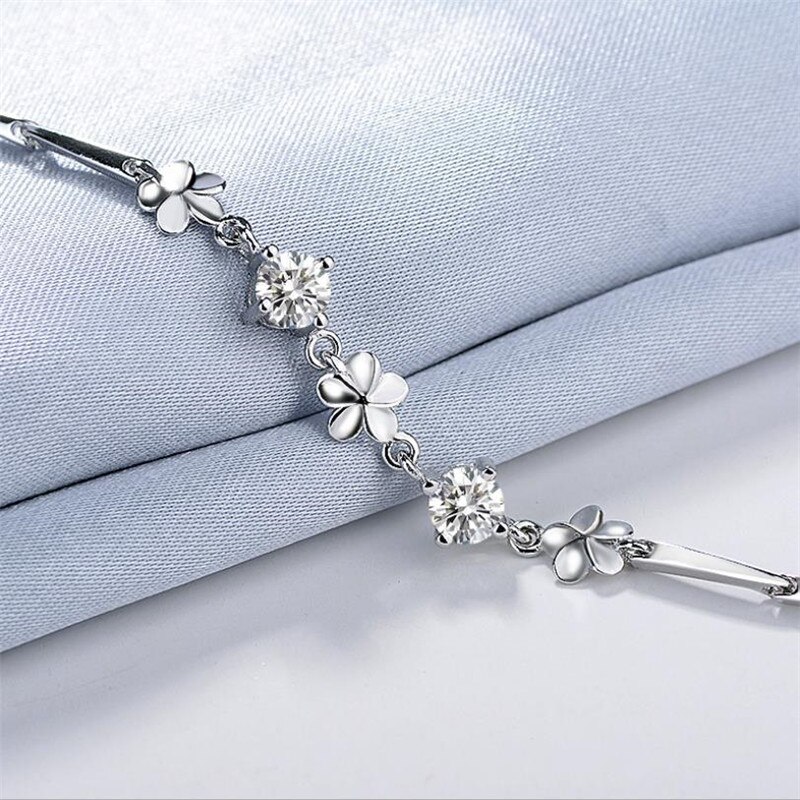 Lady Crystal Flower Bracelet Girl Princess Birthday accessori bracciale in argento Sterling 925 di alta qualità per gioielli da donna