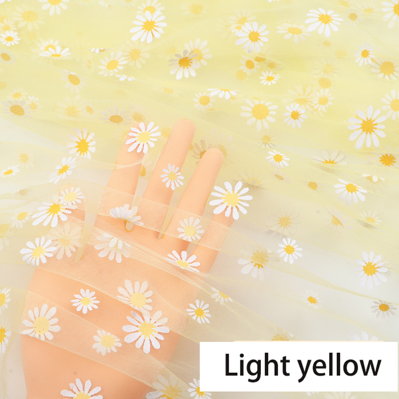 Tissu en Tulle imprimé marguerite de 160cm de large, robe d'été pour filles, robe de princesse faite à la main, rideau pour vêtements pour femmes, tissu décoratif: L / Sakura rose