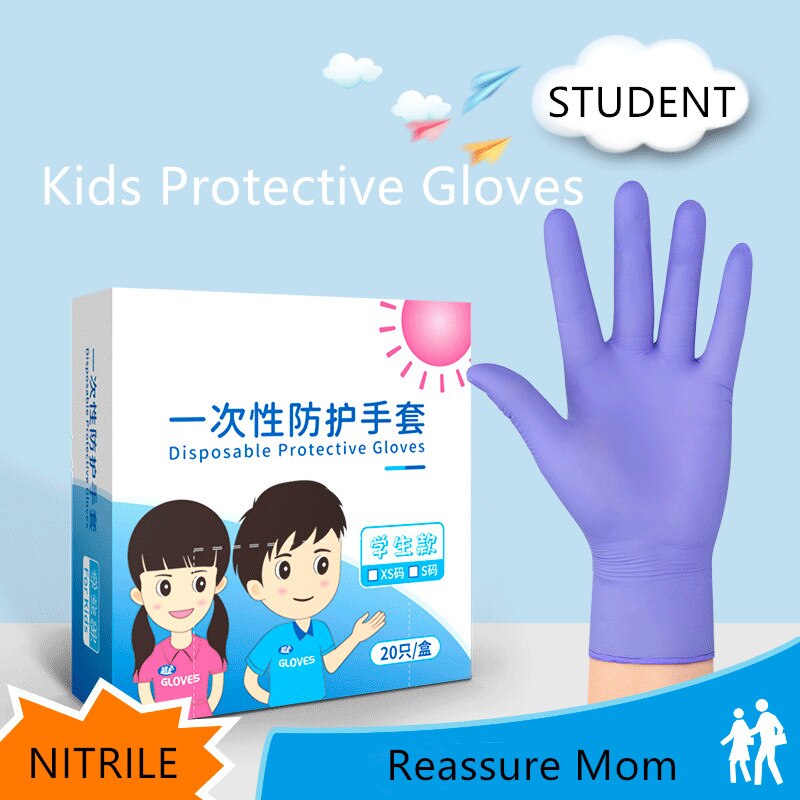 7-14t luvas de nitrilo crianças descartáveis crianças bebê látex pvc proteção inspeção borracha produto comestível bebê luvas estudante