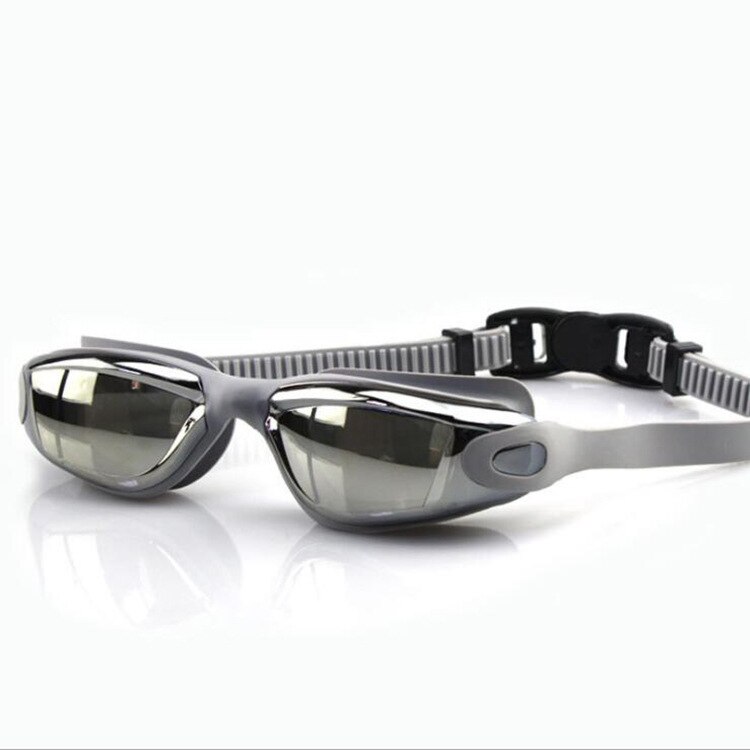 Professionele Zwembril Anti-Fog 100% Uv Verstelbare Bril Zwemmen Goggle Volwassen Badmuts Oordopjes Neus Clip Set Voor mannen: Grey glasses