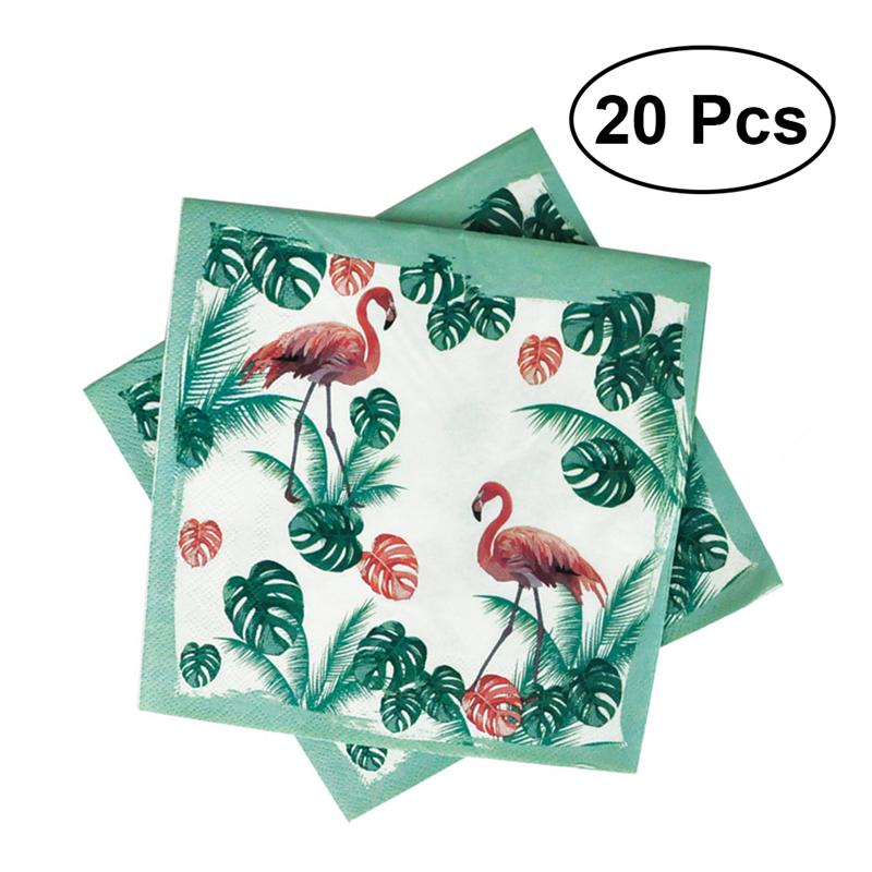 20 Pcs Cartoon Gedrukt Kleurrijke Papier Servet Flamingo Zomer Tissue Papieren Handdoek Voor Party Festival Verjaardag Bruiloft