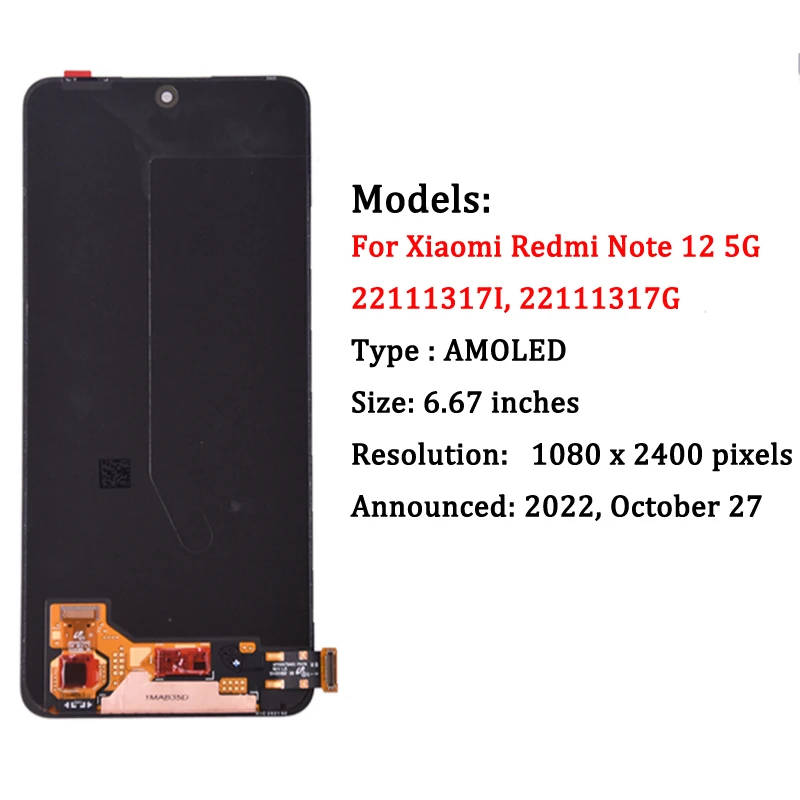 Ensemble écran tactile LCD, pour Xiaomi Redmi Note 12 4G 23021RAAEG 22111317I 5G
