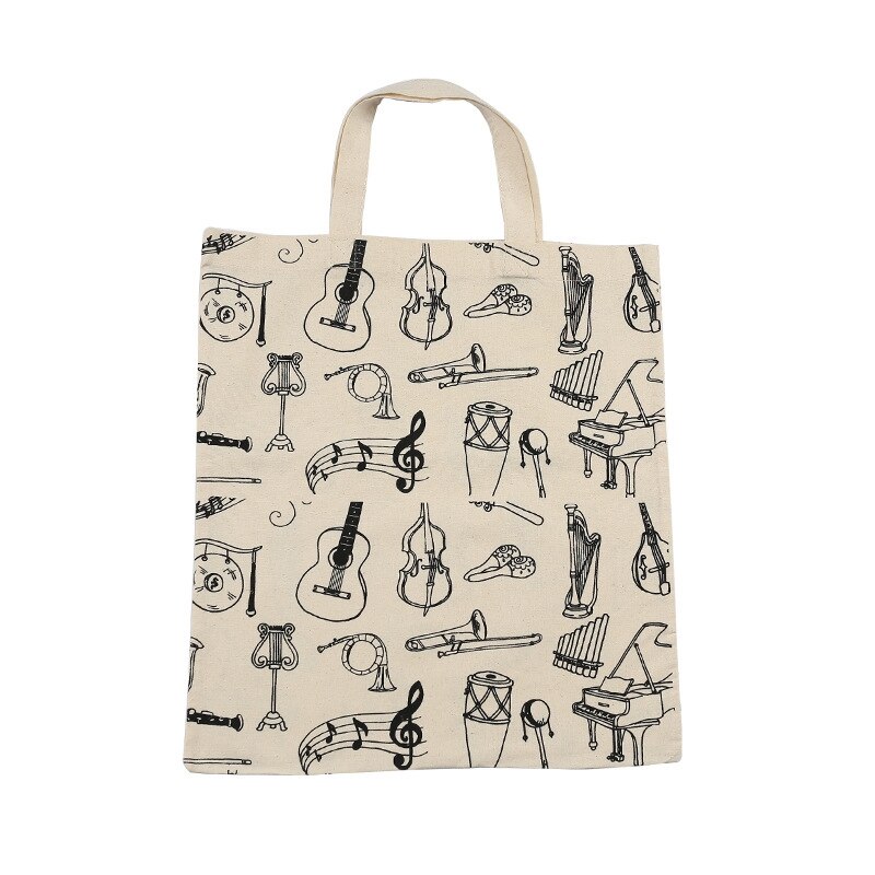 Musik Punktzahl Baumwolle Handtasche Musical Elemente Hinweis Tote Tasche Instrumente Zubehör: A