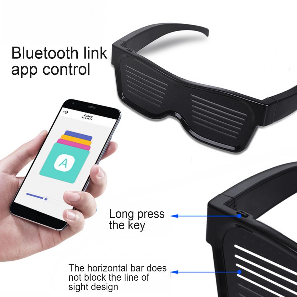 Electronic Bluetooth Luminous Glasses with LED Light Birthday Party Club Props Electronic Bluetooth Luminous Glasses