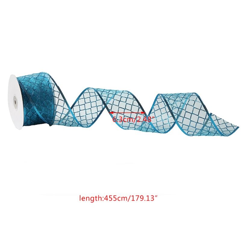 Cinta de Organza transparente de celosía de 50 yardas para decoración de árbol de Navidad Q39B