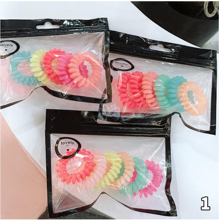 Hoge Elasticiteit Telefoon Spoel Haarbanden Vrouwen Spiraal Haar Banden Meisjes Haar Ringen Touw Effen Kleur Haar Accessoires Gom Scrunchy: A