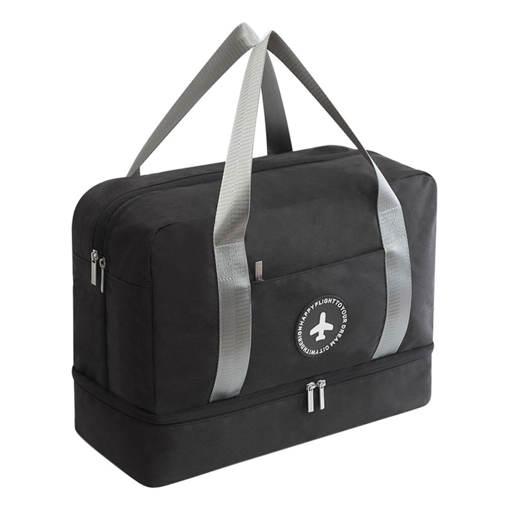 Sac de voyage de grande capacité pour hommes et femmes, sac de rangement de grande capacité avec séparation sèche et humide: Black