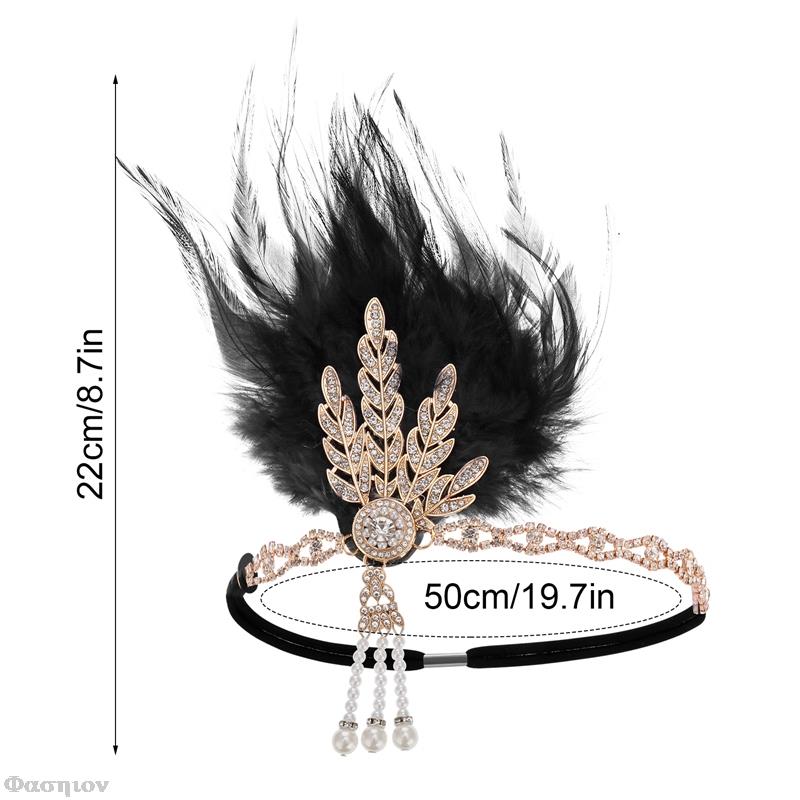 1920S Flapper Hoofdband Veer Hoofddeksel Brullend 20S Grote Gatsby Geïnspireerd Blad Medaillon Parel Hoofdband Vrouwen Haaraccessoires