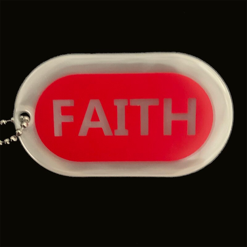 Reflektierende GLAUBE HOFFNUNG LIEBE anhänger charme tasche Christian kreative schlüsselring Für nacht fuß verkehr sicher: white faith