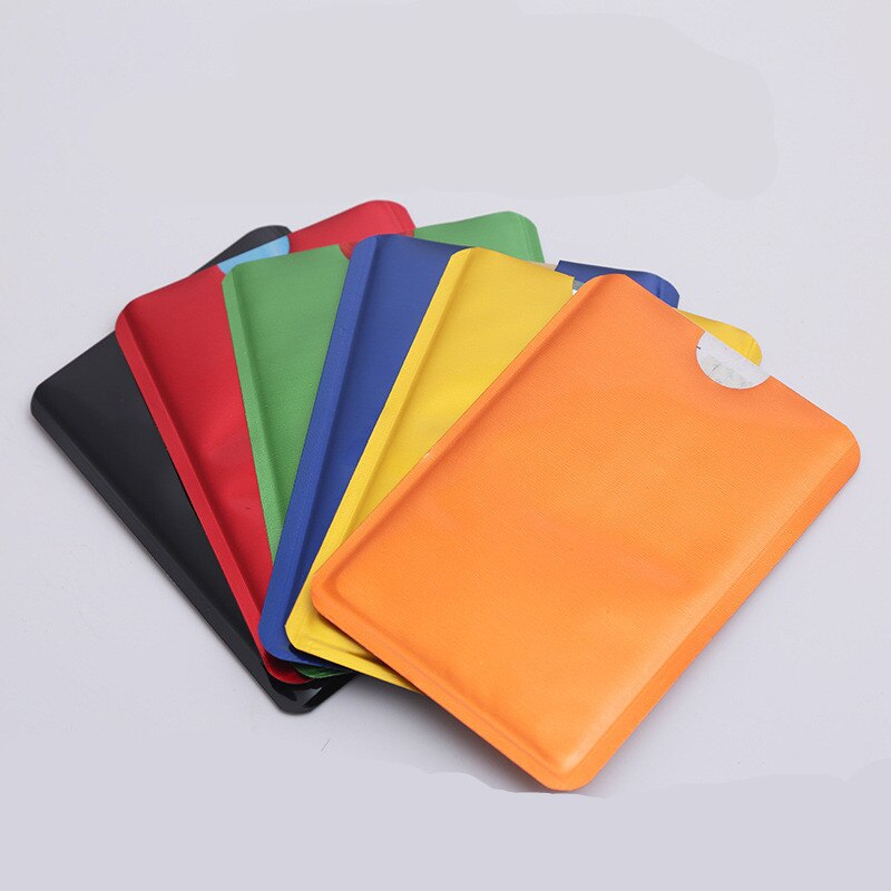 10pcs/set Women Aluminum Anti Scan Bank Credit Card Protection Cover Bag Unisex ID Bank Bus Card Holder Wallet Purse Bag Pouch