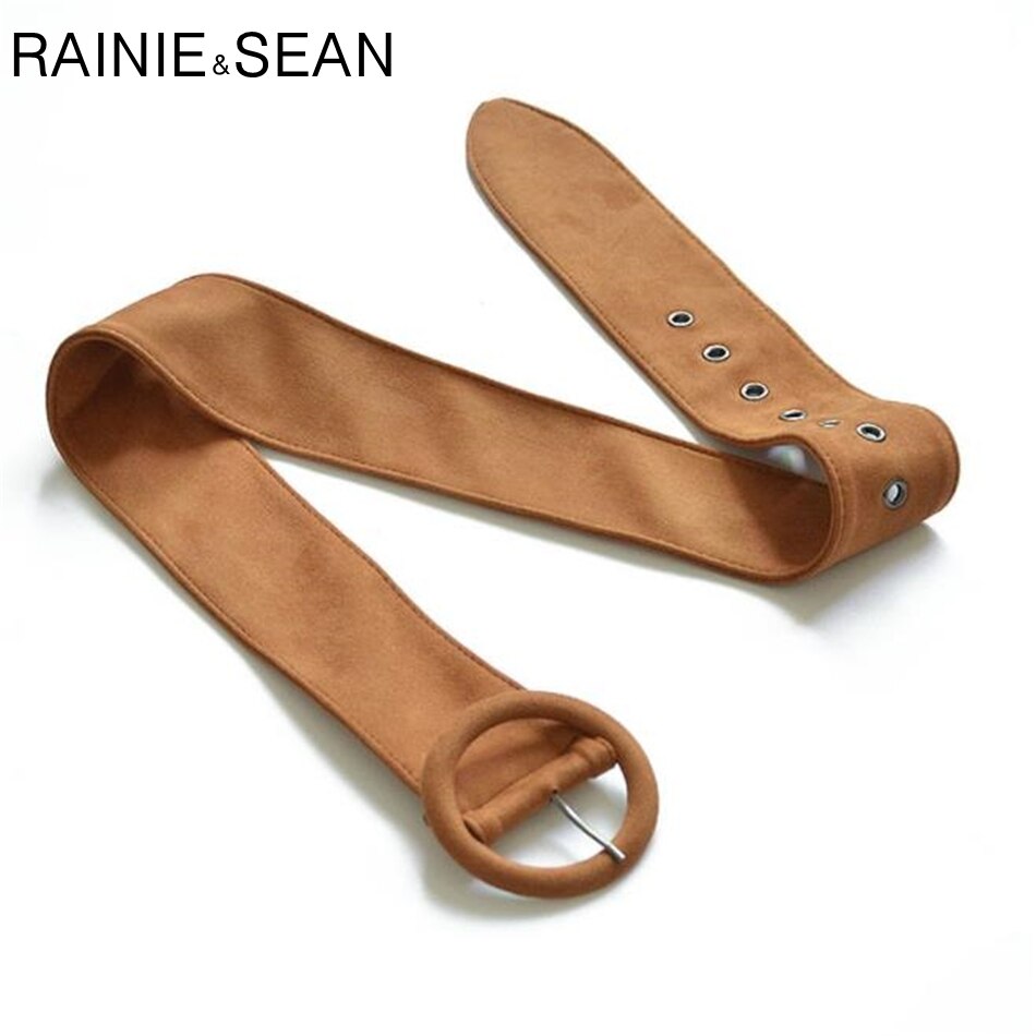 Cinturones de terciopelo para mujer, cinturón ancho de ante, color Beige, blanco, negro y marrón, corsé de otoño e invierno