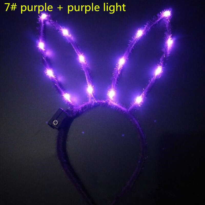 1 st kvinnor flicka långa kaninöron led blinkande pannband kanin öra lyser upp hårband glöd fest påsk: 7