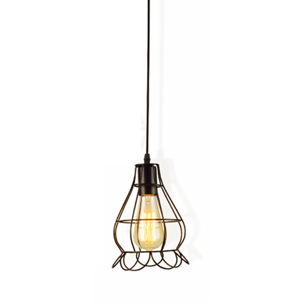 Cortina de lámpara Vintage de hierro lámparas tipo jaula colgante de Metal techo colgante de luz para el hogar restaurante Decoración Accesorios: Type B E27