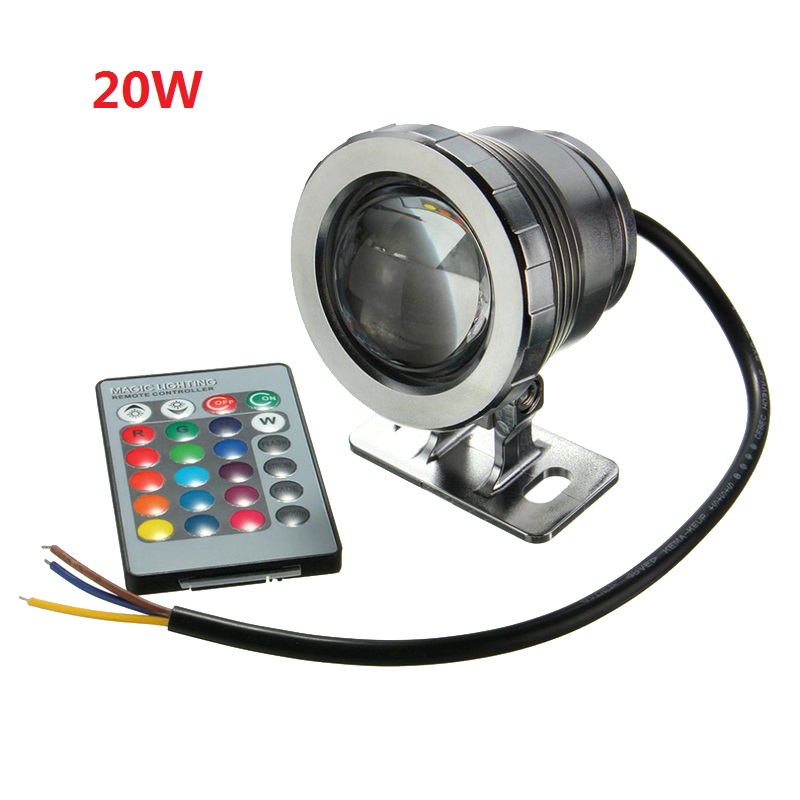 1 unids/lote RGB 10 W/20 W DC12V bajo el agua led fuente luces led piscina lámpara estanque luz IP67 bajo el agua luz led: SILVER 20W