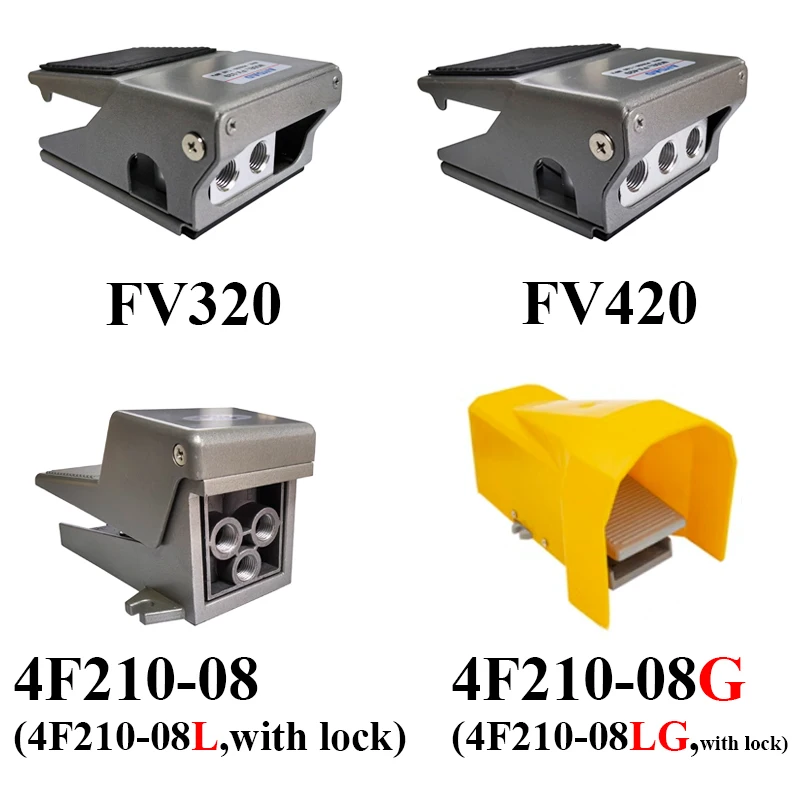 FV320 FV420 4F210-08GL With Lock Cylinder Control Switch 2 Position 5 Way Air Pneumatic Foot Pedal Reversing Valve